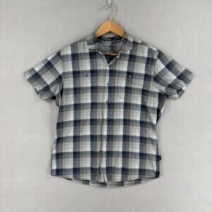 Kuhl Shirt Mens Medium Blue Plaid Styk Short Sleeve Button Up Outdoor Hiking